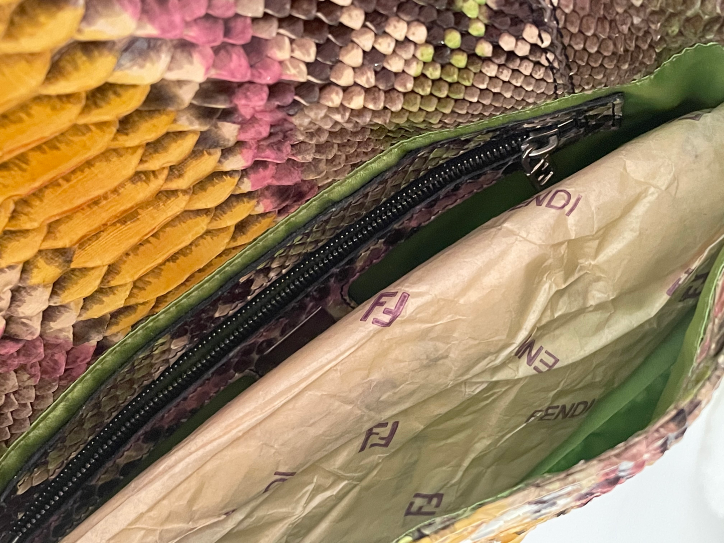 Fendi baguette lizard handbag