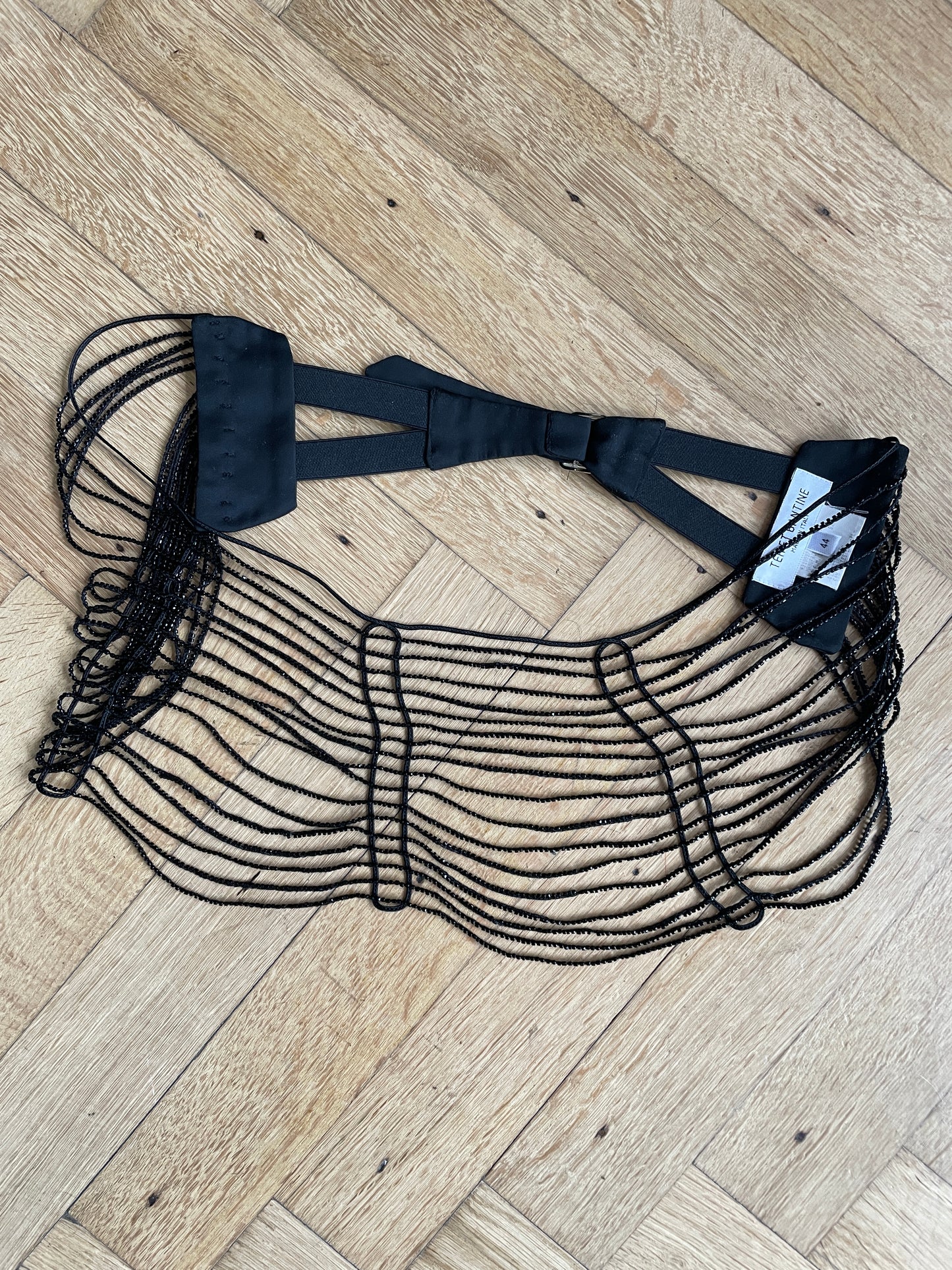 Ter et Bantine 90s black beaded belt / top
