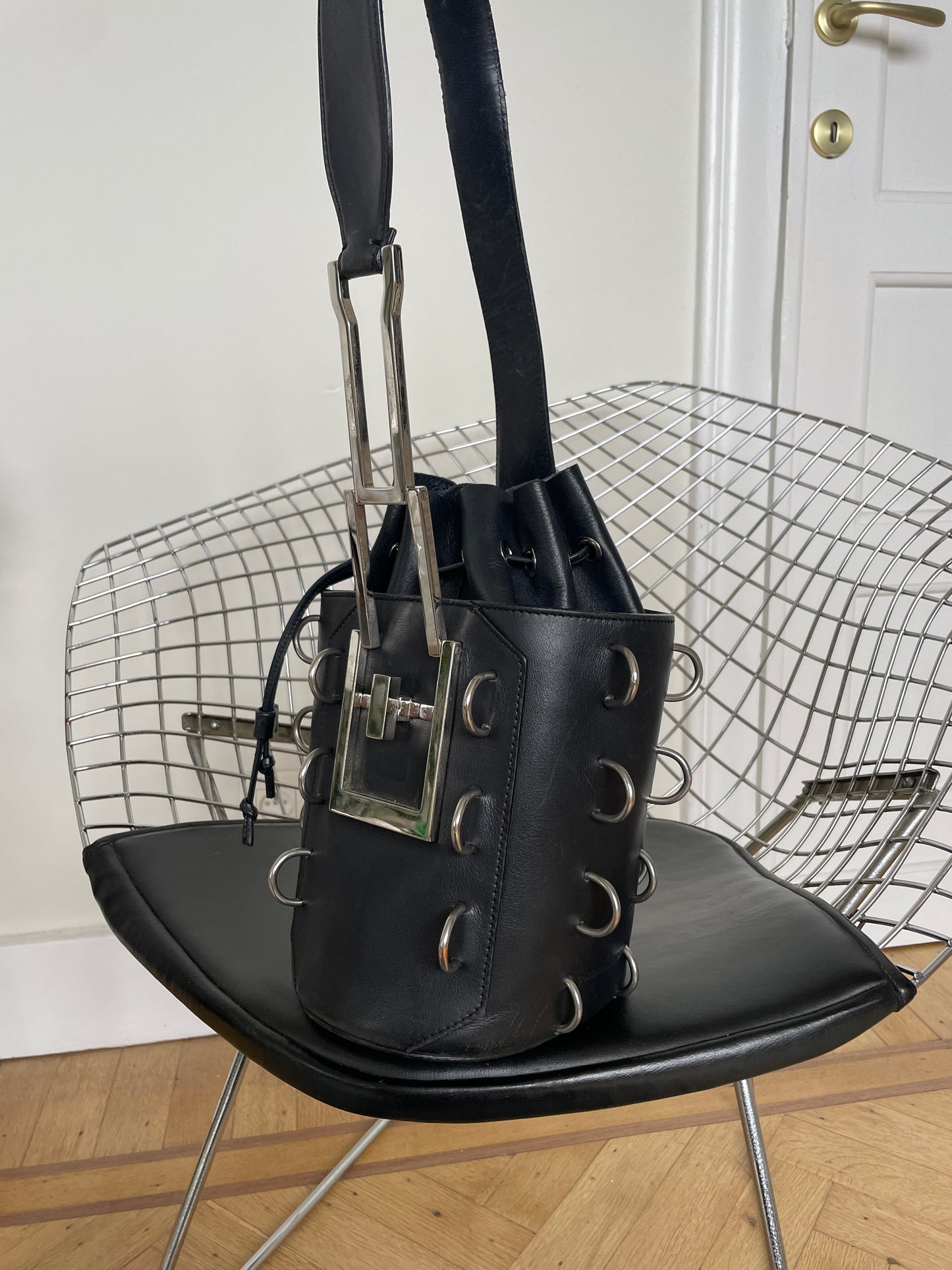 Costume National resort 2016 leather bag with metal rings