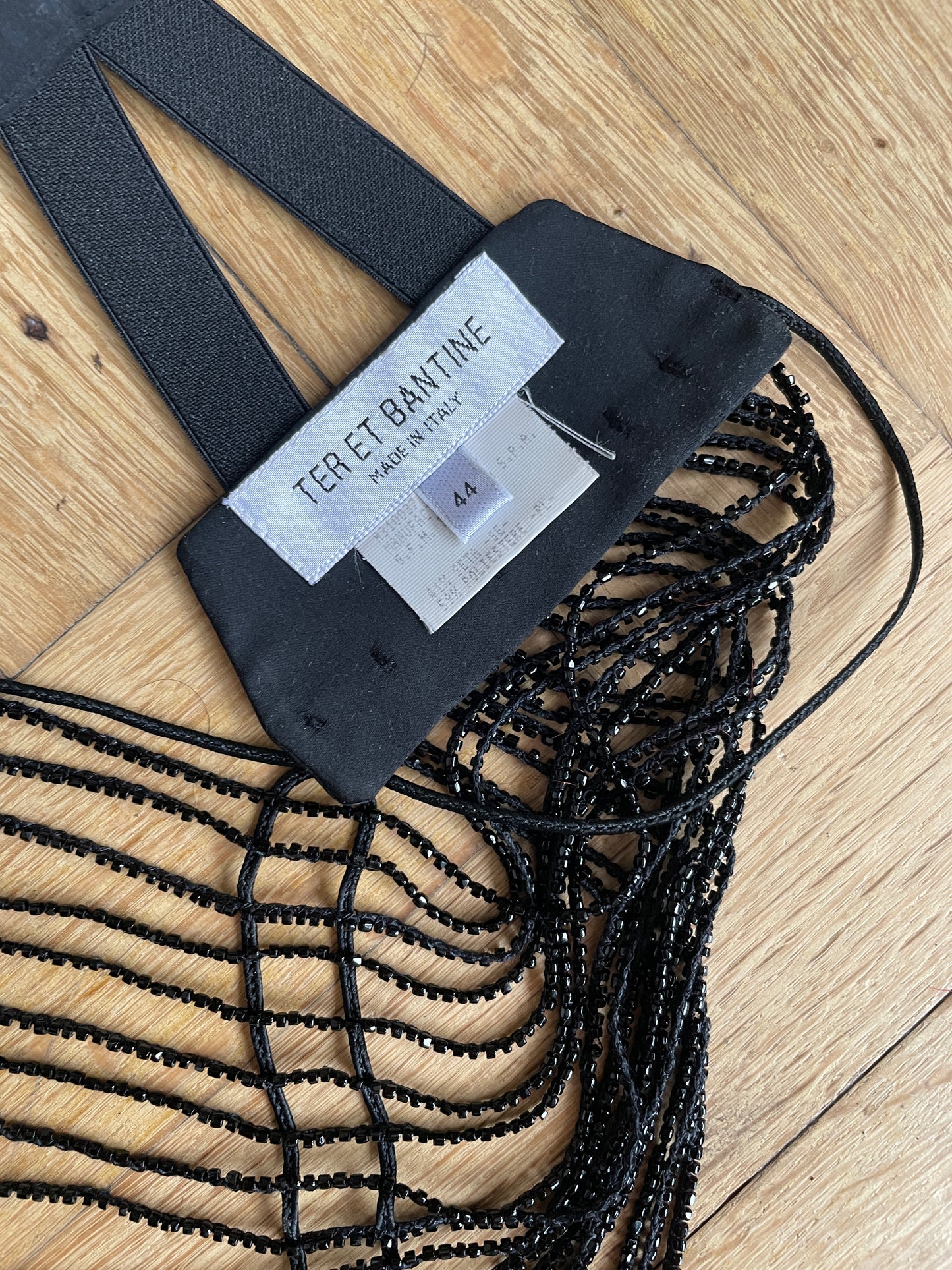Ter et Bantine 90s black beaded belt / top
