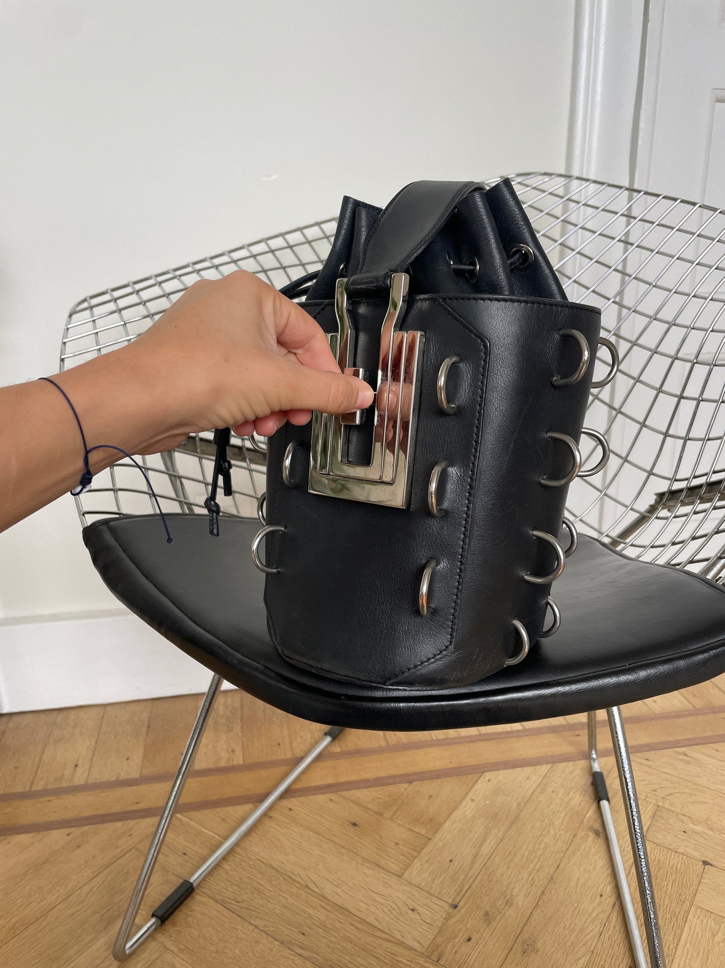 Costume National resort 2016 leather bag with metal rings