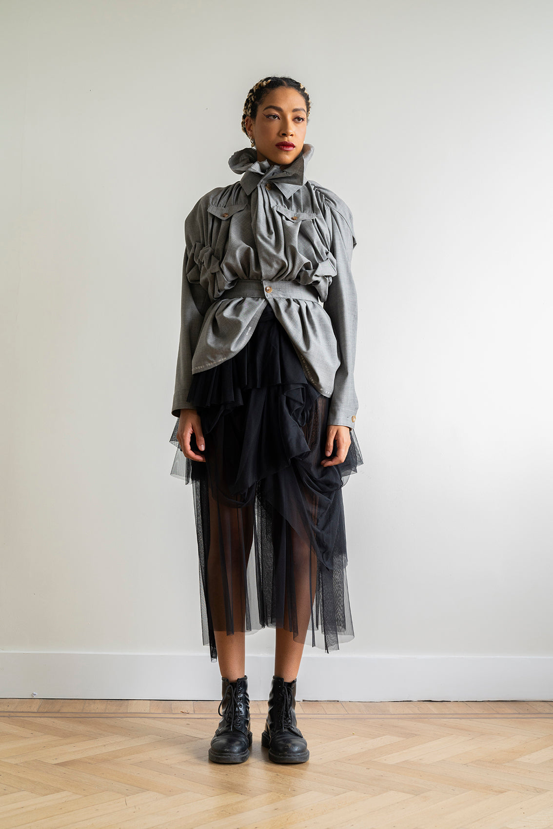 Comme des Garçons 1990’s Grey draped jacket