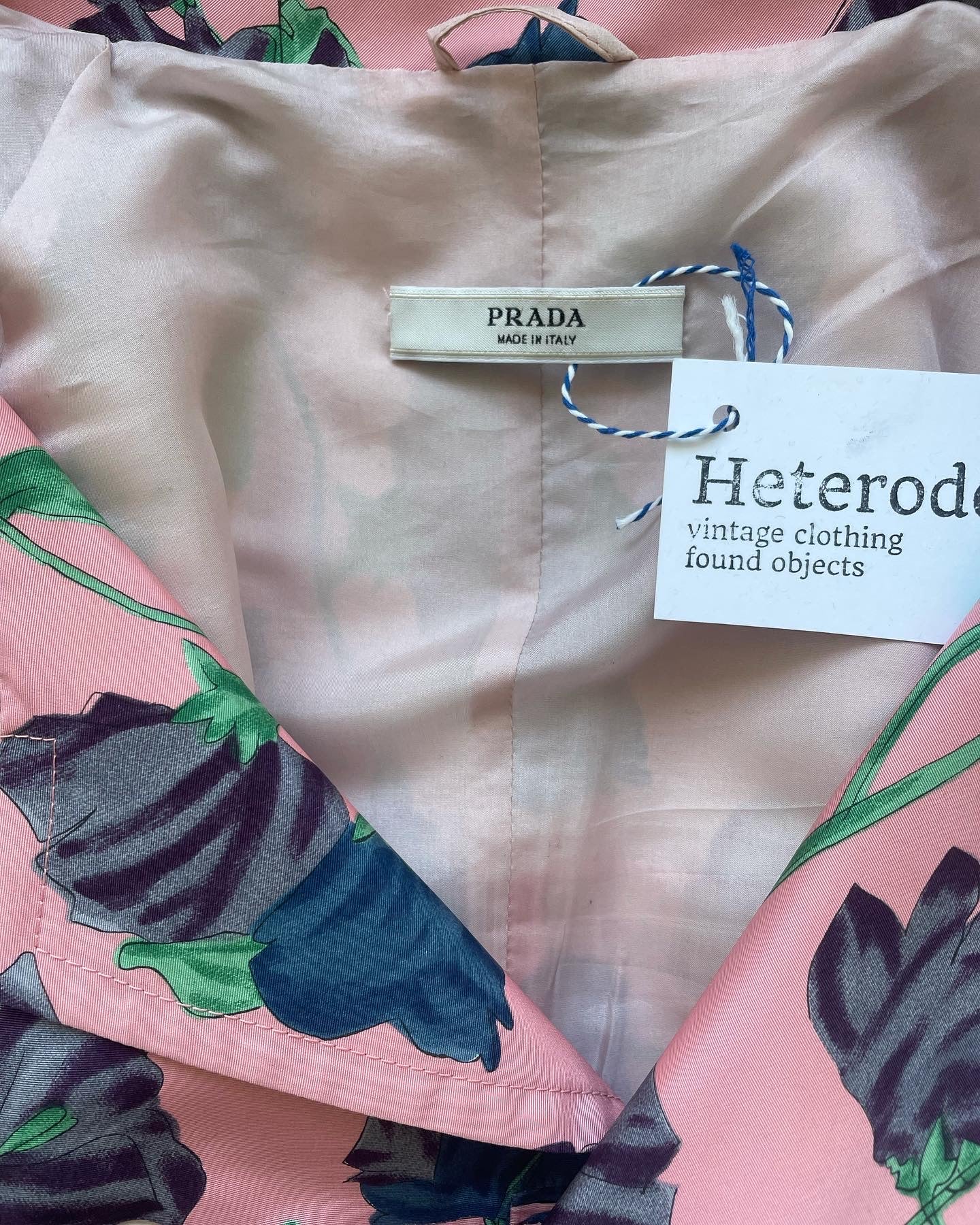 Prada 2008 resort pink silk flower print trench
