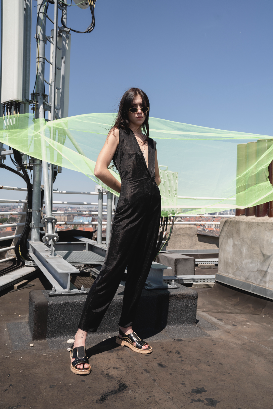 Helmut Lang 90's black mesh jumpsuit