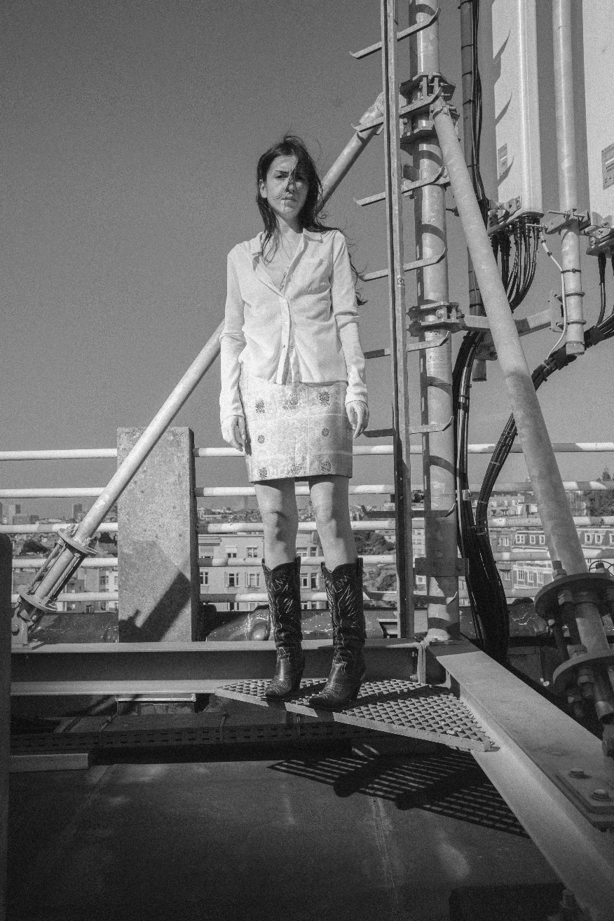 Helmut Lang 1997 off-white mesh shirt with cut out elbows