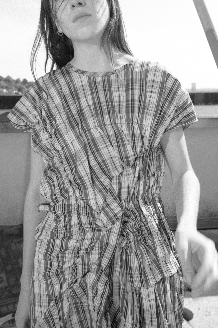 Comme des Garçons AD 1989 tartan ruffled asymmetric cut dress