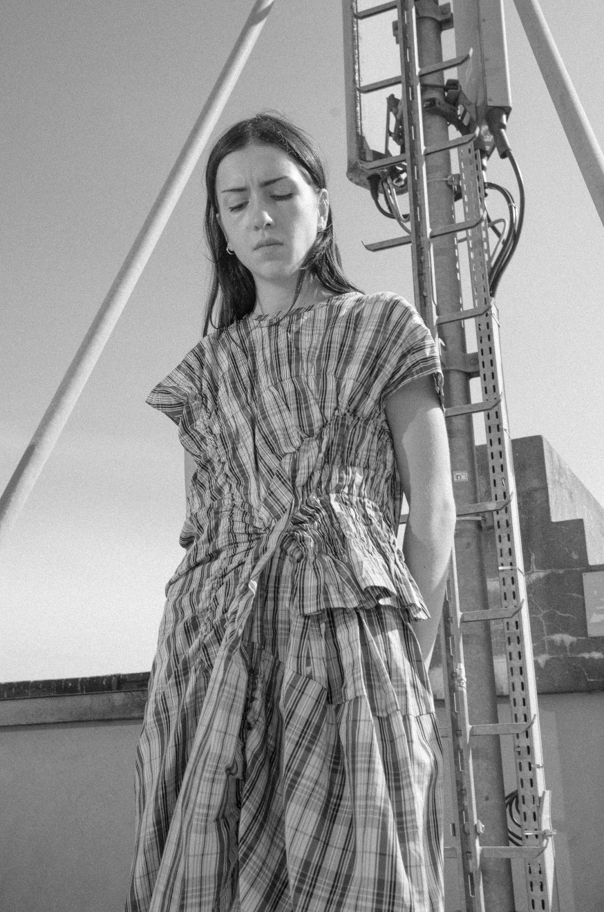 Comme des Garçons AD 1989 tartan ruffled asymmetric cut dress