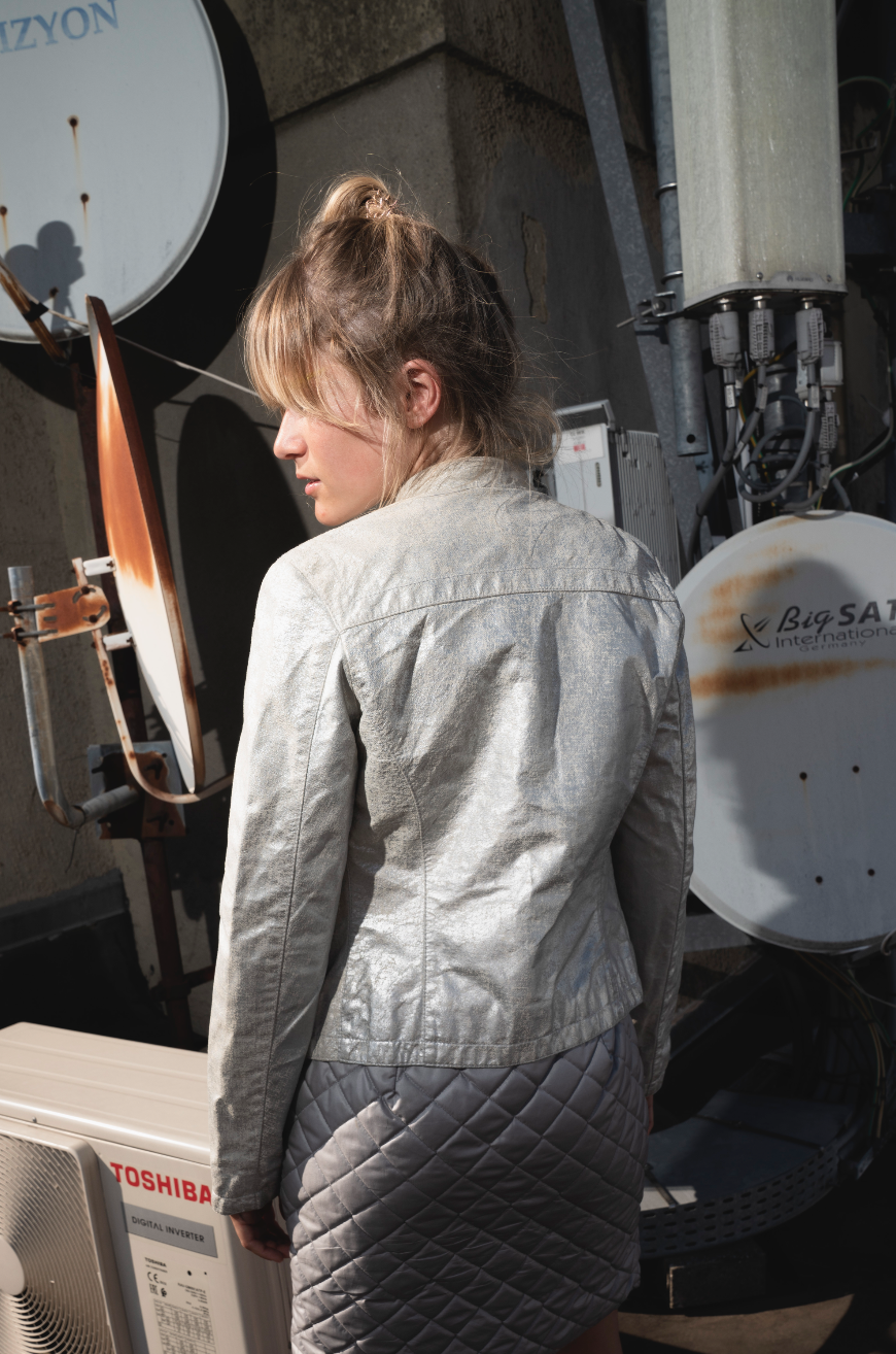 Dirk Bikkembergs early 2000s silver leather jacket