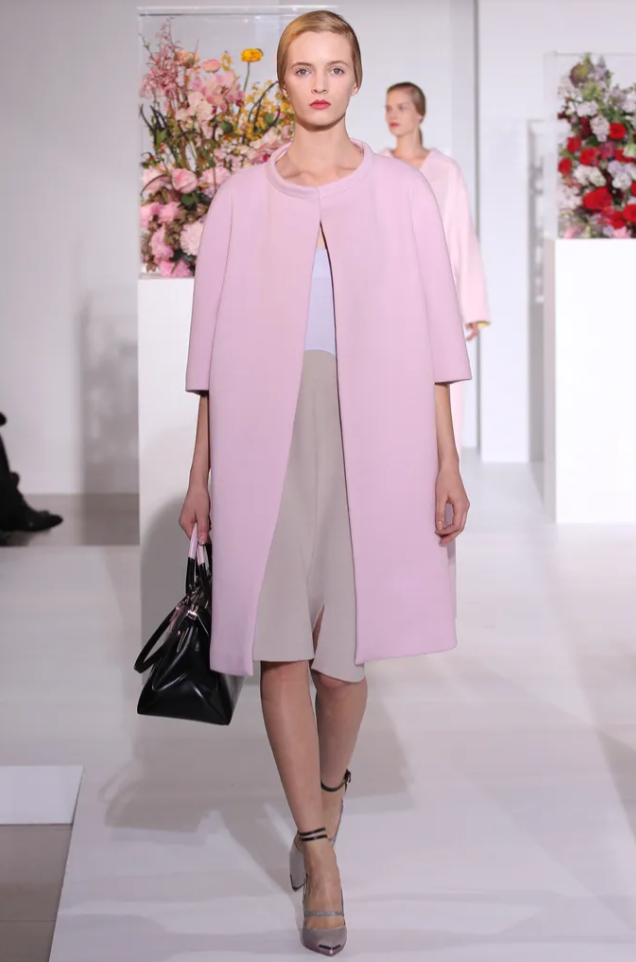 Jil Sander 2012 FW runway powder pink wool coat with balloon sleeves