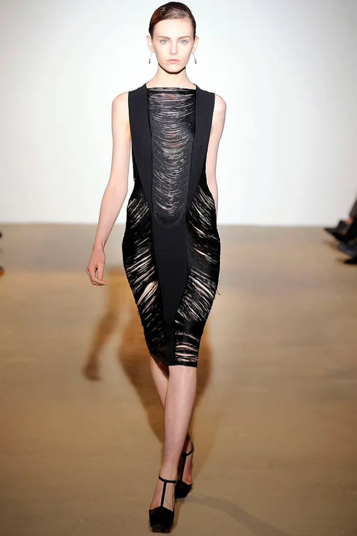 Jil Sander SS 2009 Runway Fringed Black Cocktail Dress