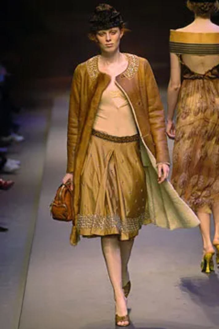 Prada FW 2004 silk crop top with rhinestones