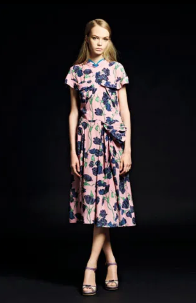 Prada 2008 resort pink silk flower print trench