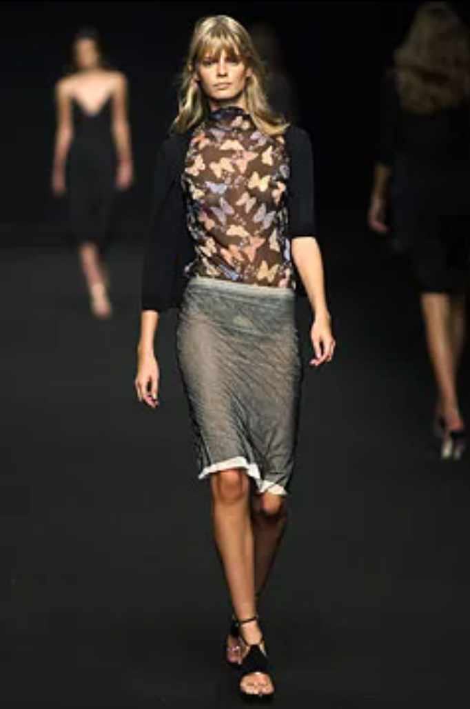 Alessandro dell Acqua SS 2004 double layered mesh skirt