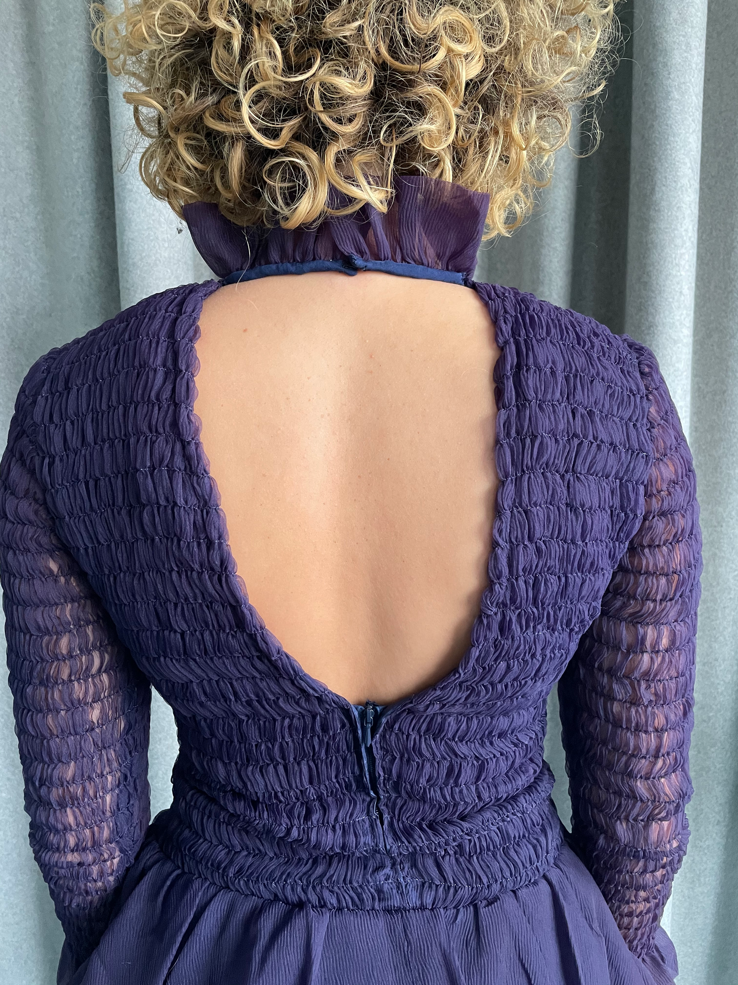 Purple sheer 80's chiffon cocktail dress