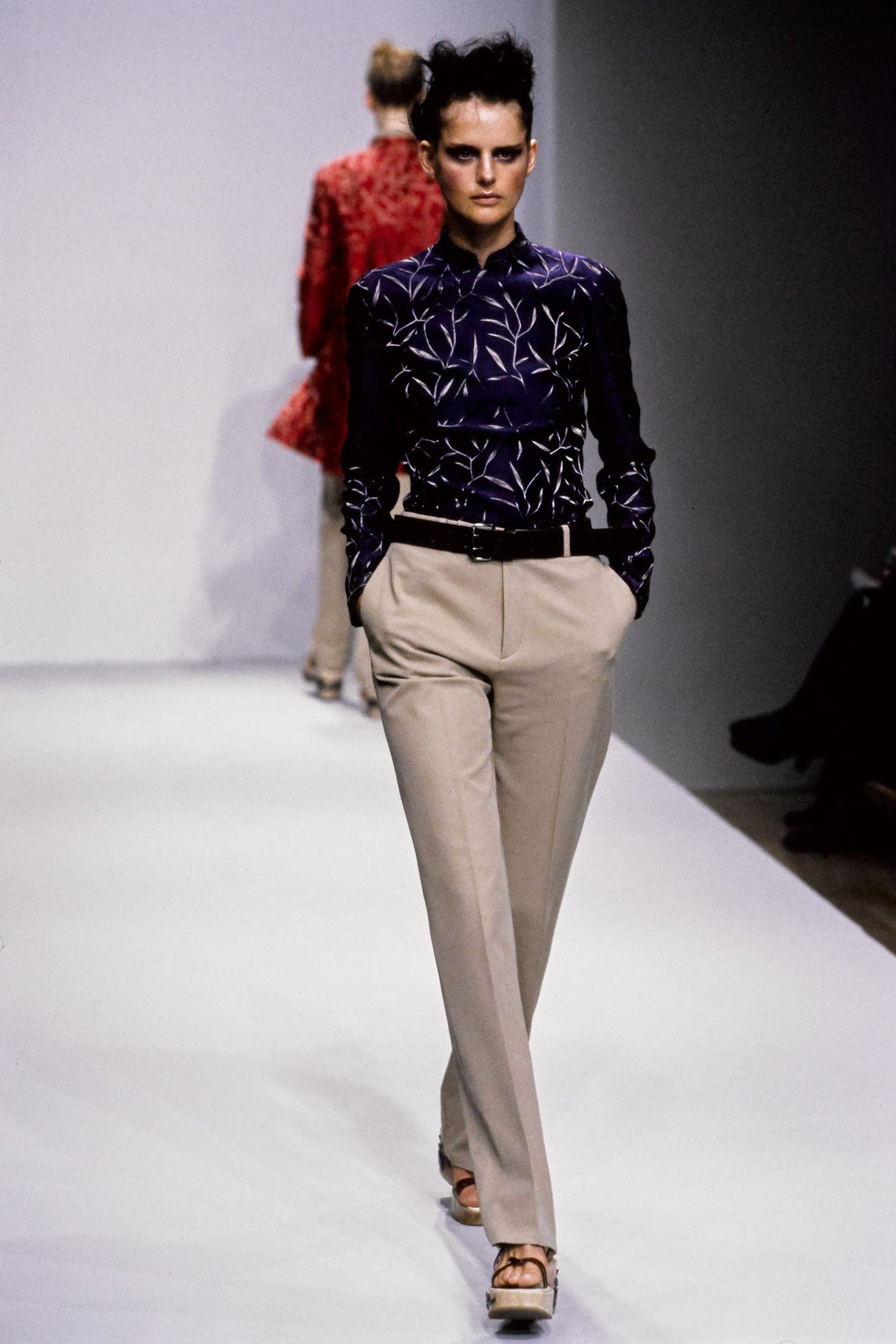 PRADA 1997 silk chinoiserie bamboo print blue jacket