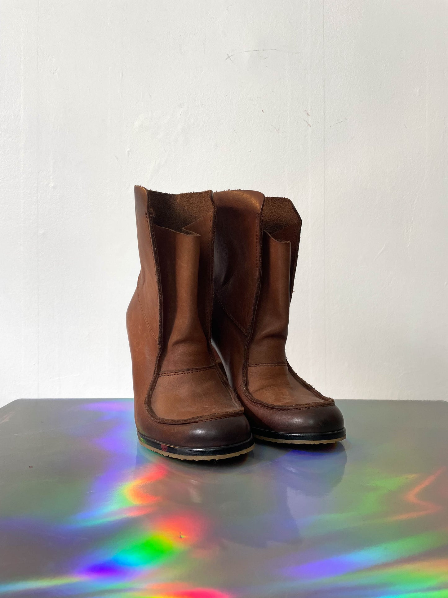Maison Margiela 2000's caramel high heels ankle boots size 36