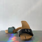 MM6 2005's wooden tabi sandals with interchangeable leather colored straps size 39