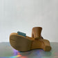 MM6 2005's wooden tabi sandals with interchangeable leather colored straps size 39