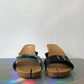 MM6 2005's wooden tabi sandals with interchangeable leather colored straps size 39