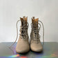 Ann Demeulemeester beige leather laced up ankle  boots size 36