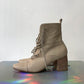 Ann Demeulemeester beige leather laced up ankle  boots size 36