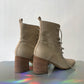 Ann Demeulemeester beige leather laced up ankle  boots size 36