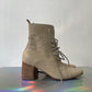 Ann Demeulemeester beige leather laced up ankle  boots size 36