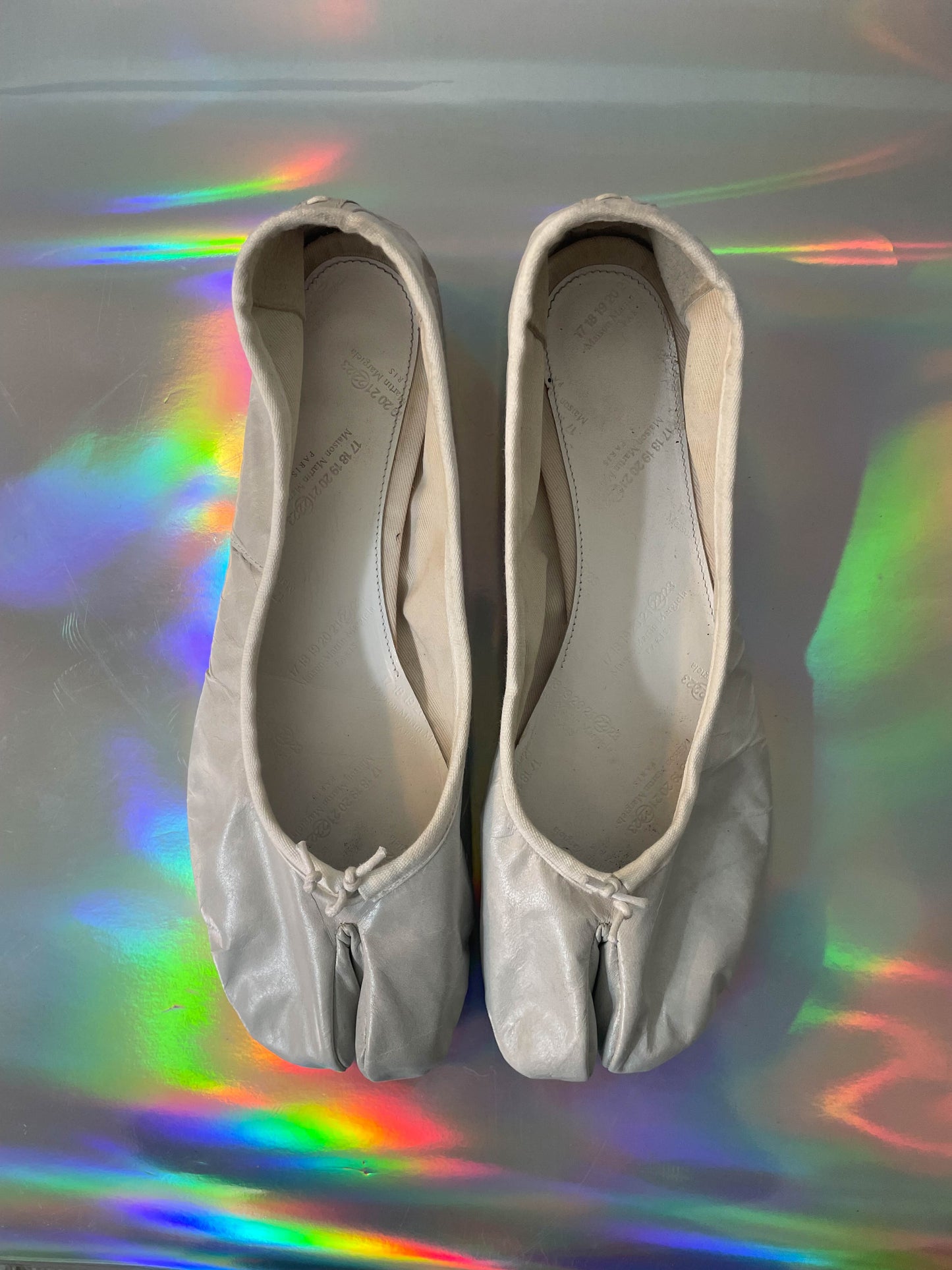 Maison Margiela 2000's paper effect leather ballerina tabis size 39