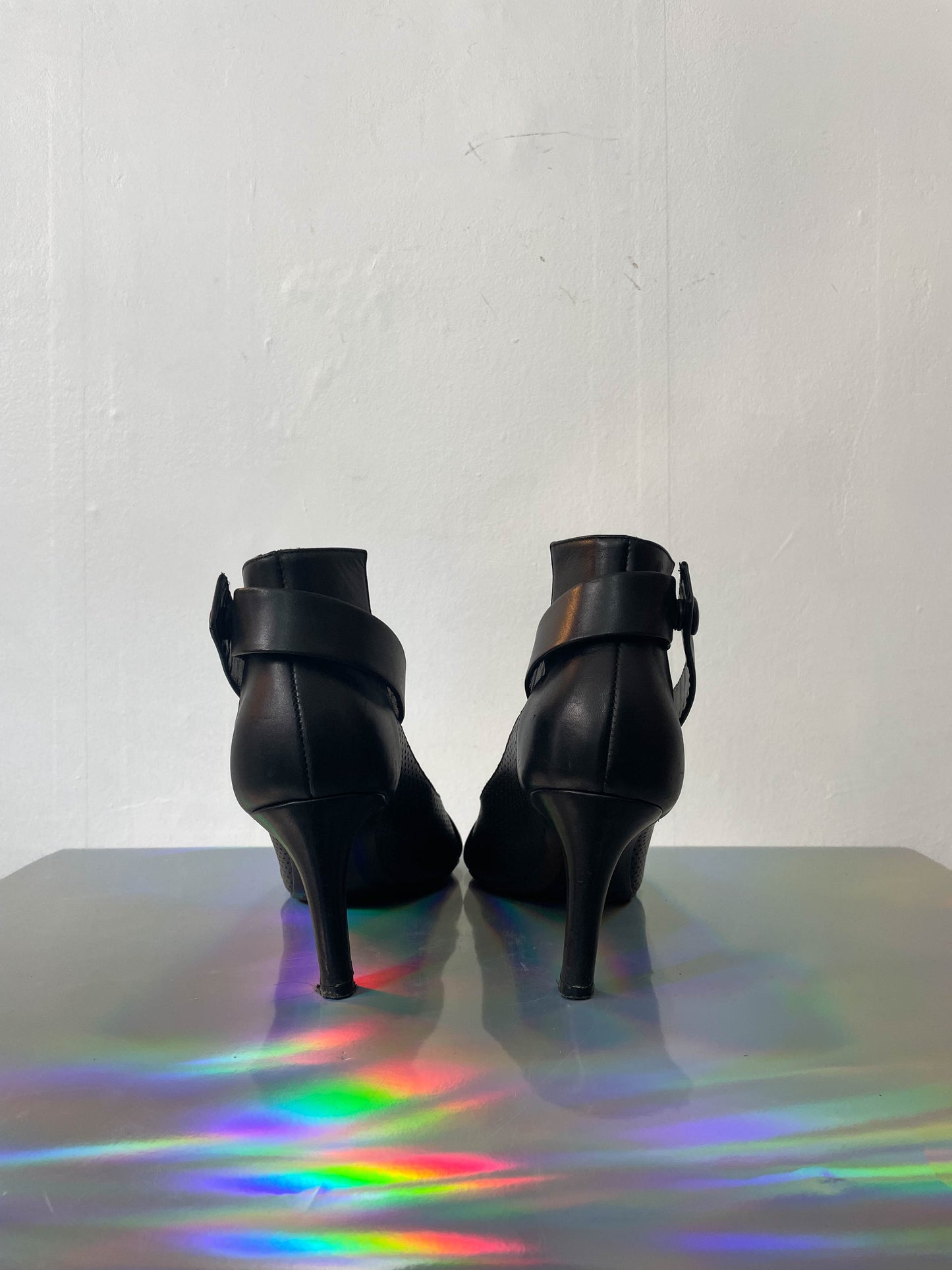 Veronique Branquinho 2000's black leather sandals with heel size 39