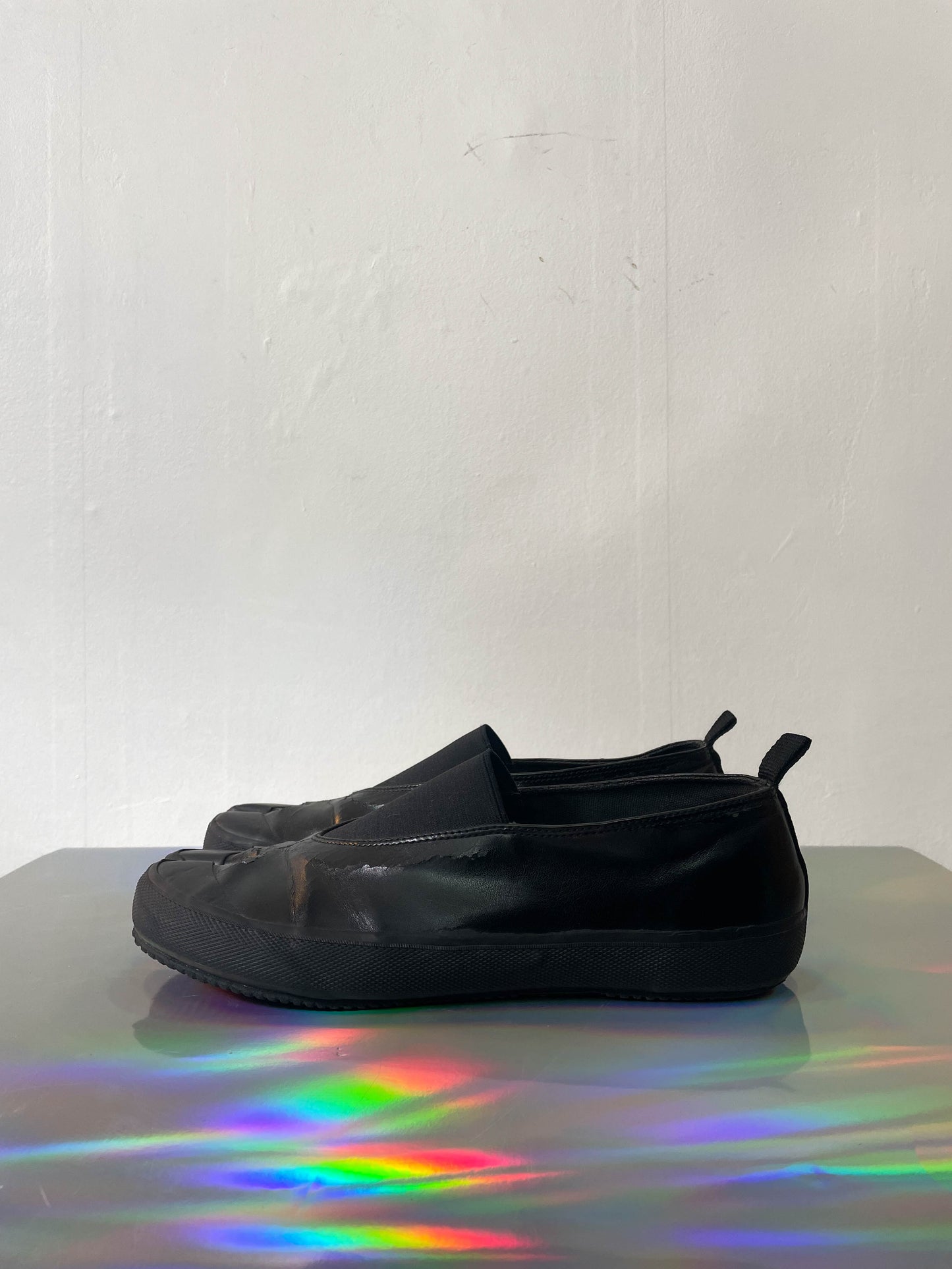 MM6 2000's black vinyl tabi sneakers size 39