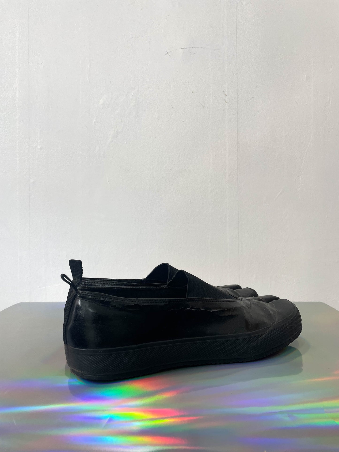 MM6 2000's black vinyl tabi sneakers size 39