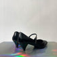 Prada 2020's black lacquered leather pumps with pointy toe and ankle strap size 36,5