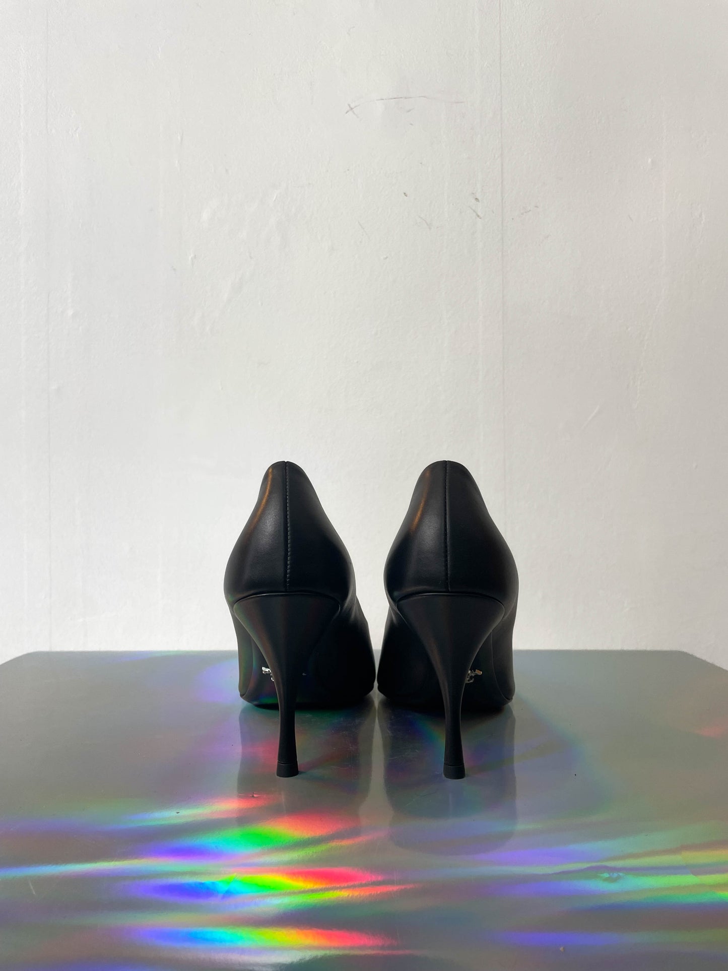 Prada 2020's black leather heels with pointy toe size 36,5
