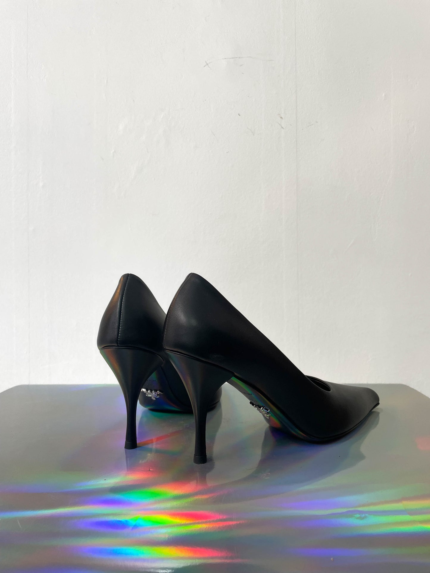 Prada 2020's black leather heels with pointy toe size 36,5