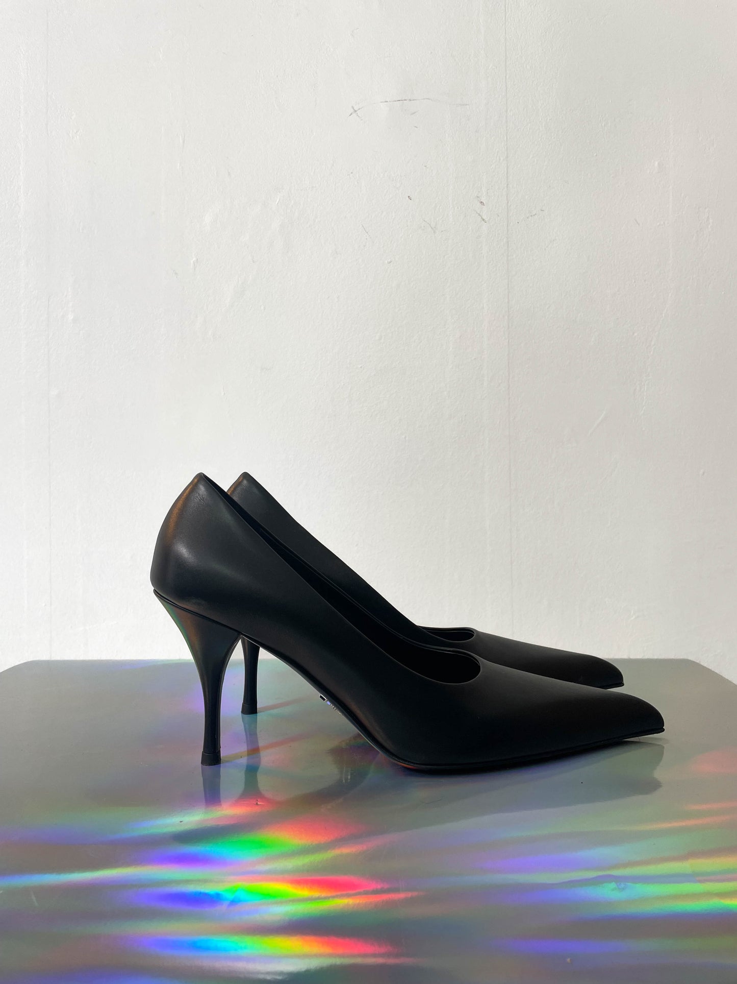 Prada 2020's black leather heels with pointy toe size 36,5