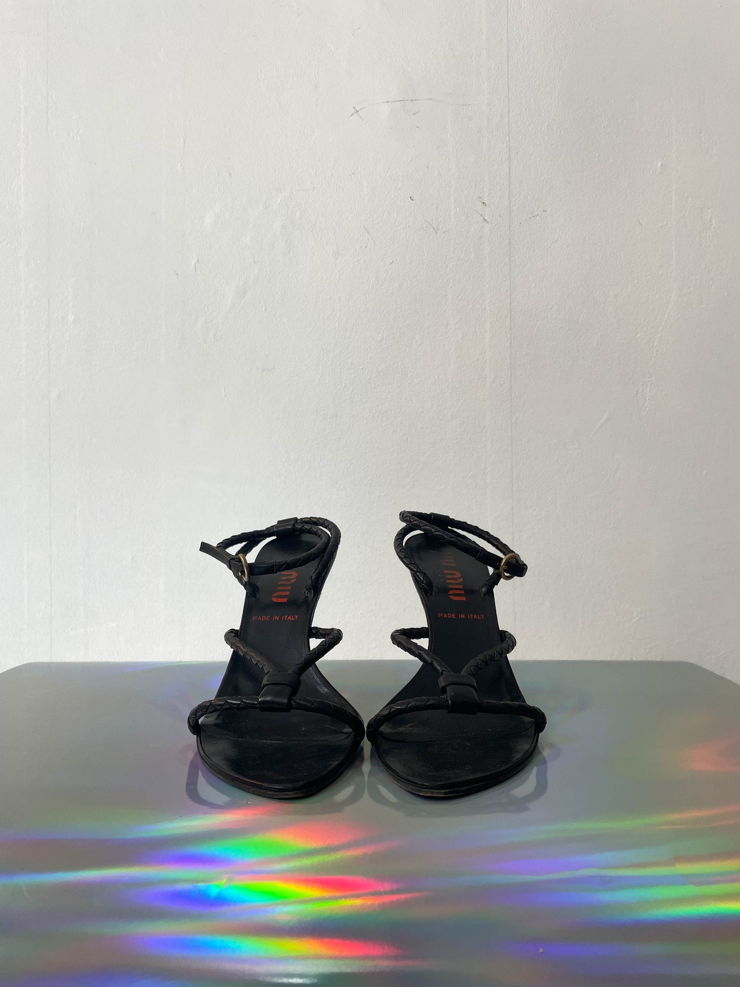 Miu Miu 2000's black braided sandals size 39
