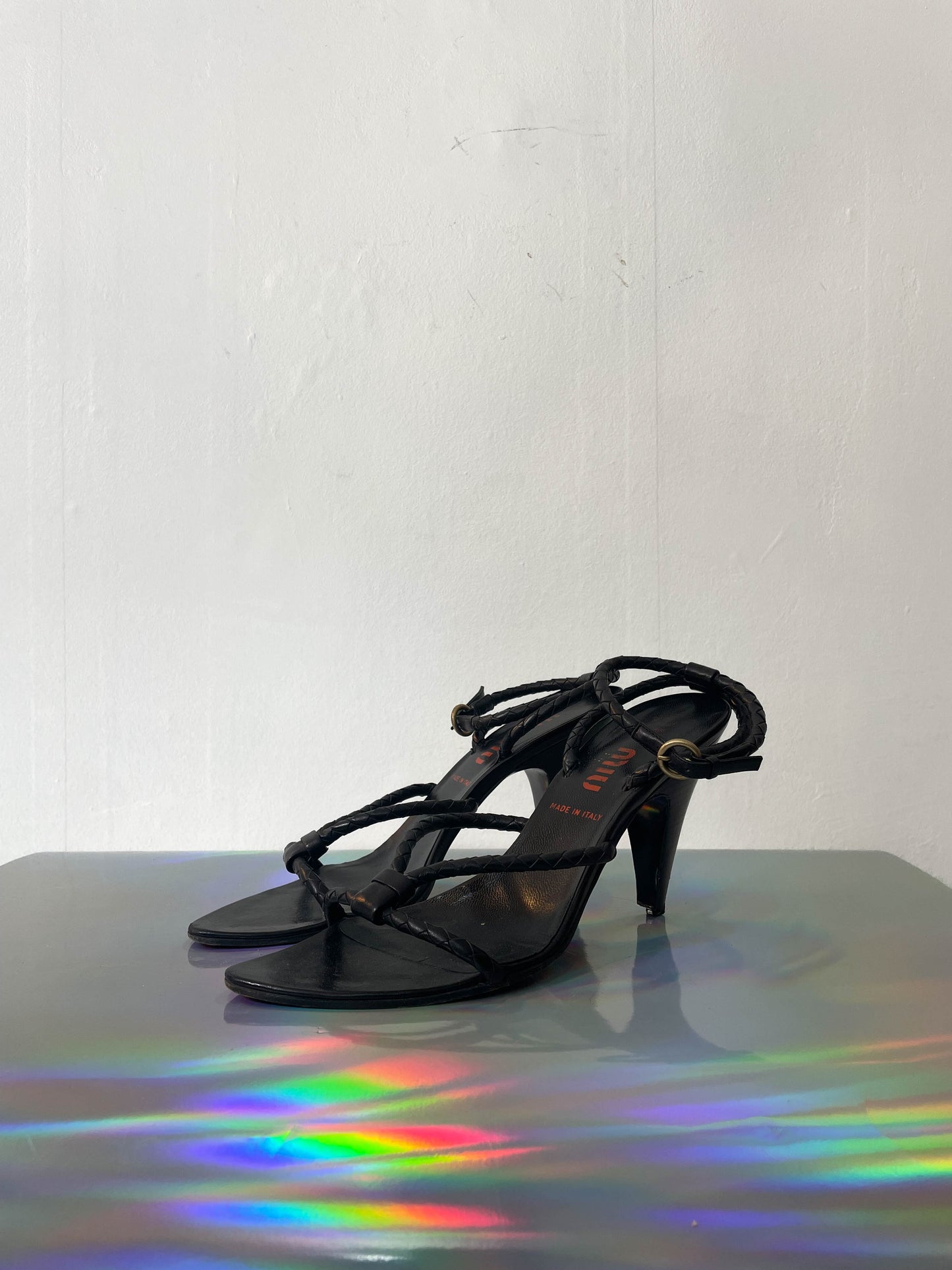 Miu Miu 2000's black braided sandals size 39