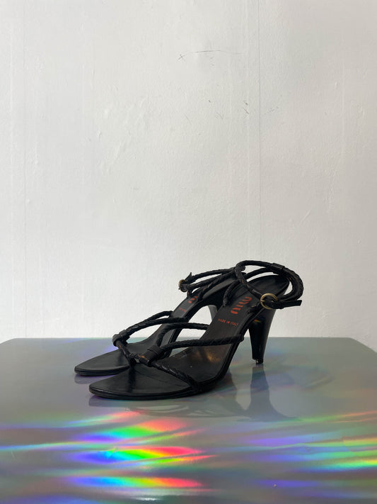 Miu Miu 2000's black braided sandals size 39