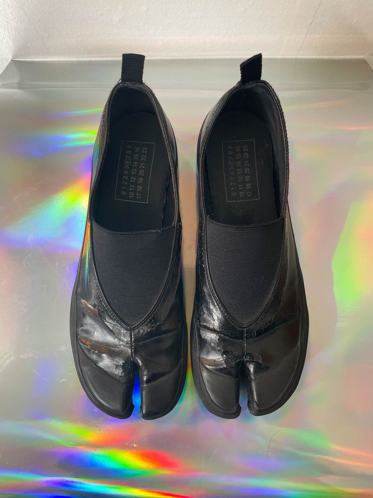 MM6 2000's black vinyl tabi sneakers size 39
