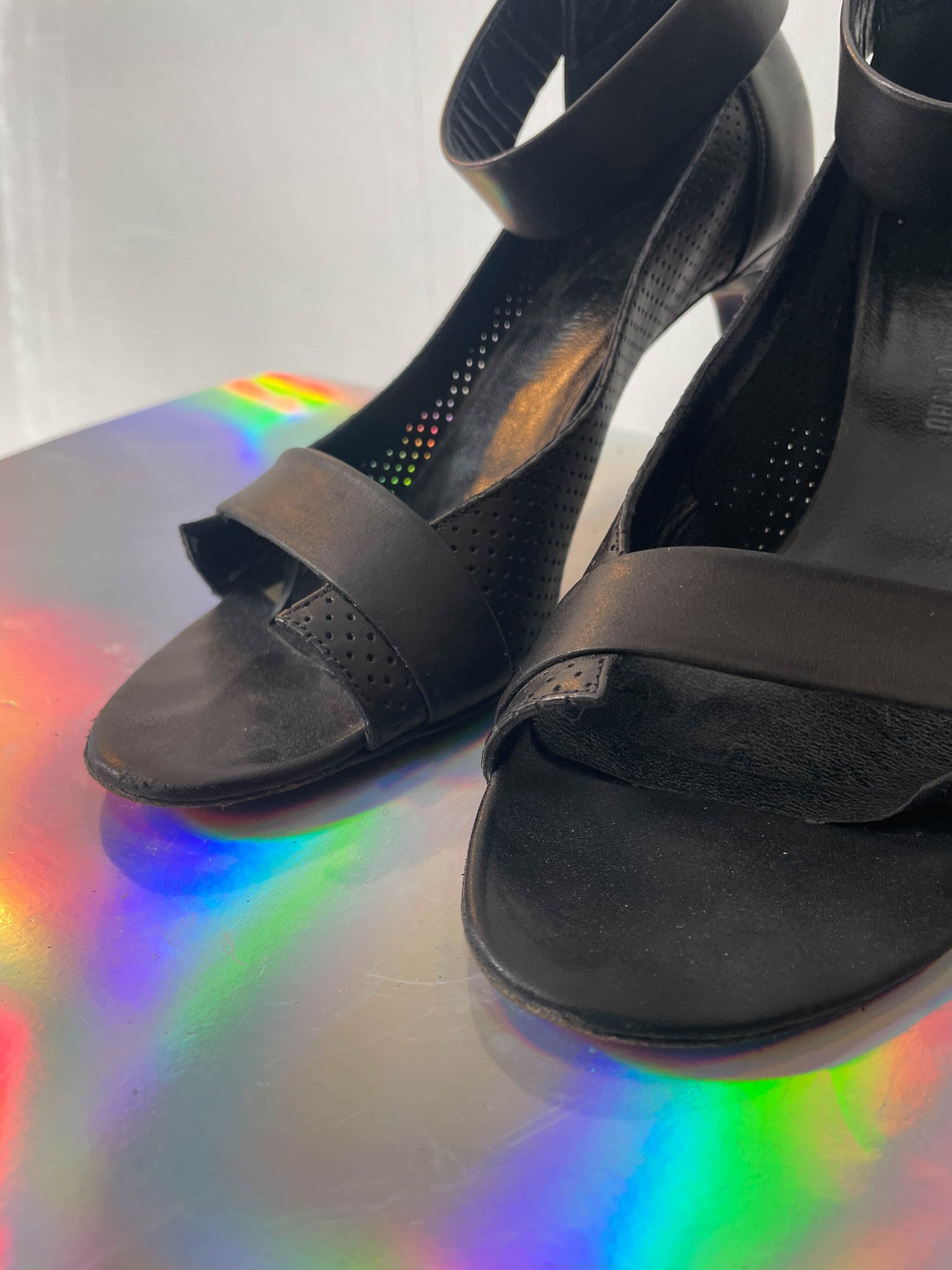 Veronique Branquinho 2000's black leather sandals with heel size 39