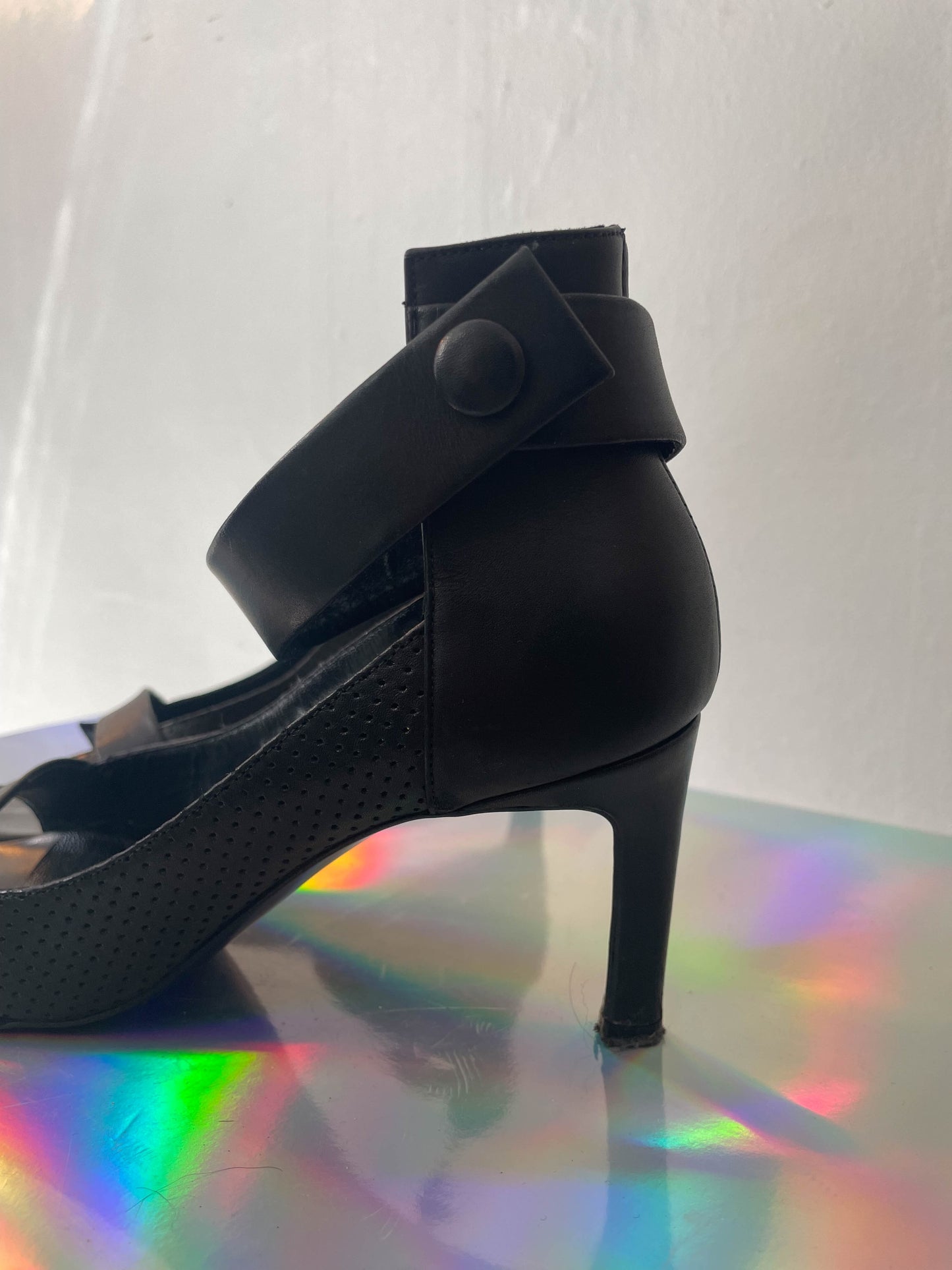 Veronique Branquinho 2000's black leather sandals with heel size 39