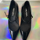 Prada 2020's black lacquered leather pumps with pointy toe and ankle strap size 36,5