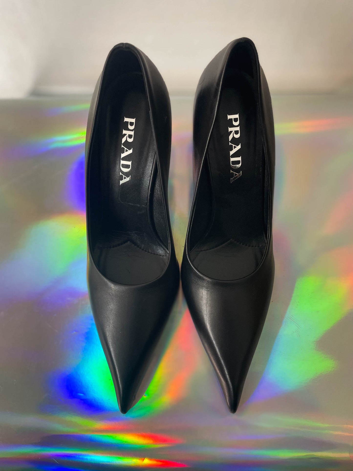 Prada 2020's black leather heels with pointy toe size 36,5