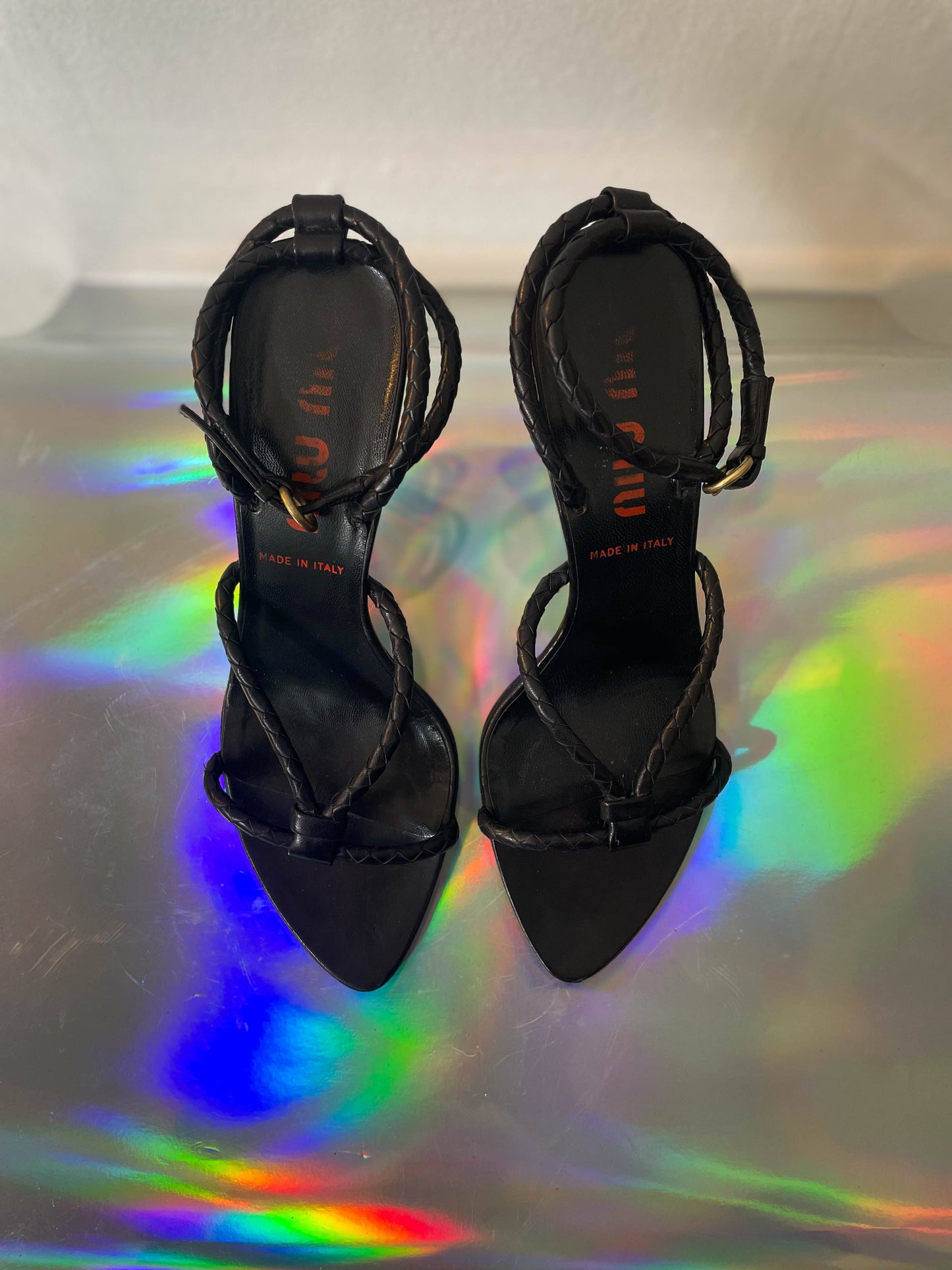 Miu Miu 2000's black braided sandals size 39