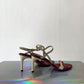 Donna Karan 90's red and white leather sandals with stiletto heels size 37
