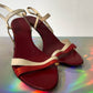 Donna Karan 90's red and white leather sandals with stiletto heels size 37
