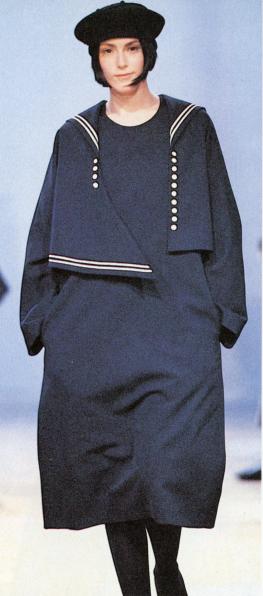 Yohji Yamamoto 1991 navy double buttoned playsuit.