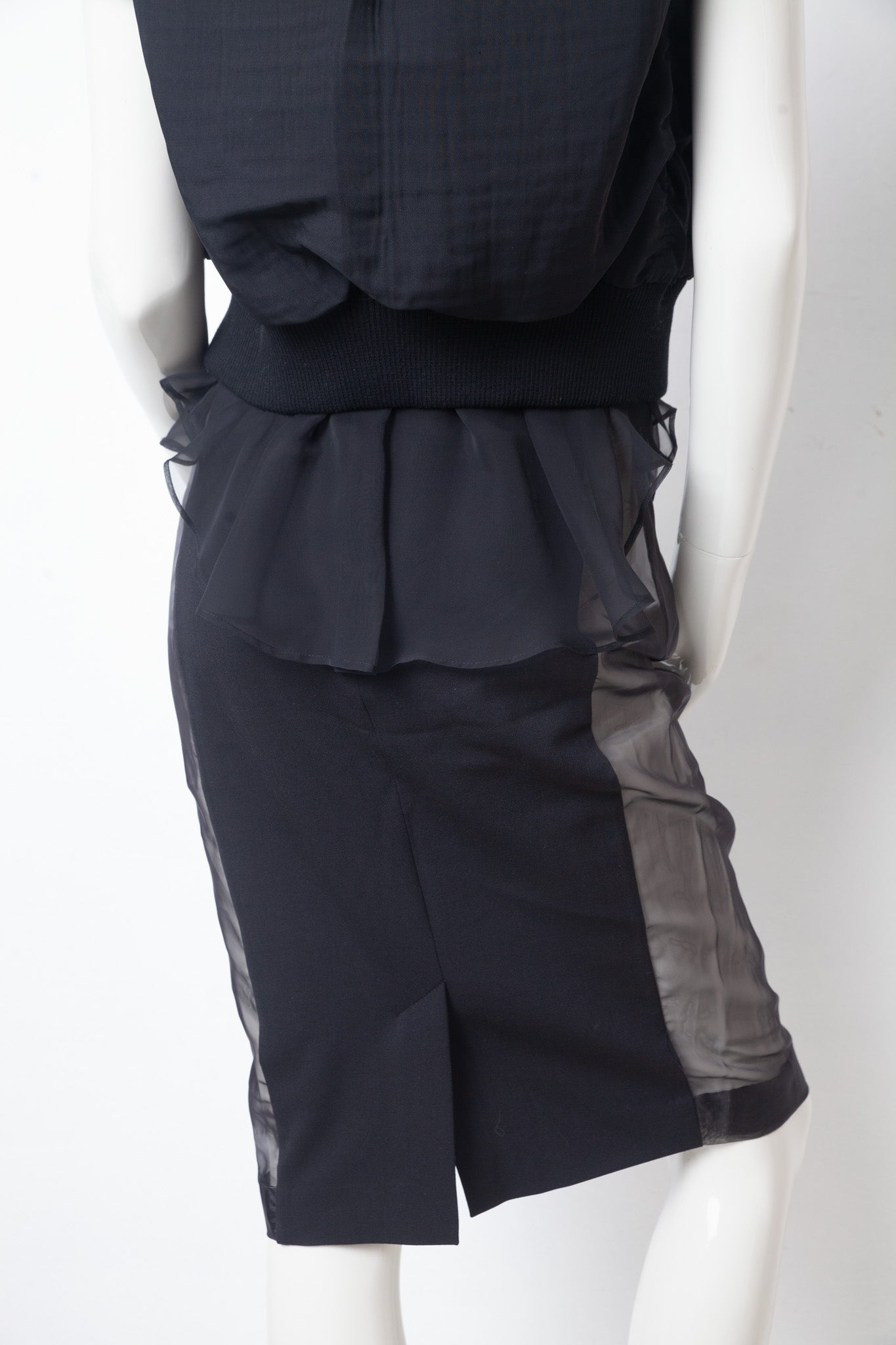 Jean Paul Gaultier for OVS 2016 black pencil skirt with mesh sides