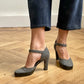 Jil Sander grey felt pumps with ankle strap size 37,5