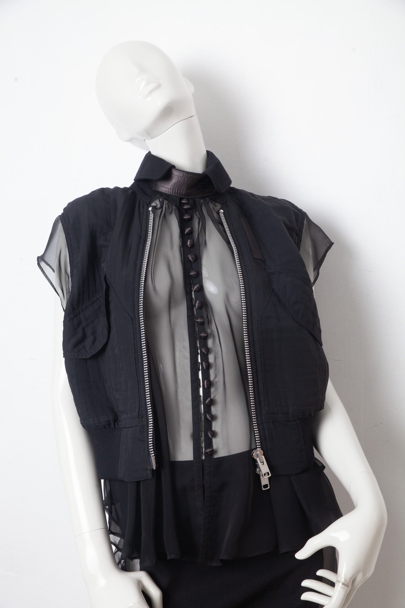 Sacaï SS 2015 double layered silk and cotton military gilet